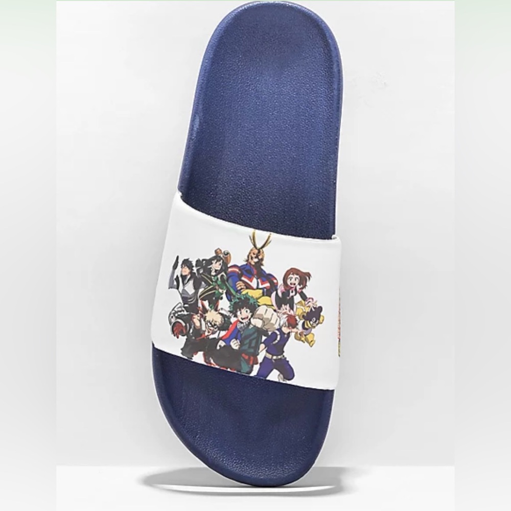 Primitive Men's x My Hero Academia Blue Slides Sandals Shoes size 7M/8.5 W